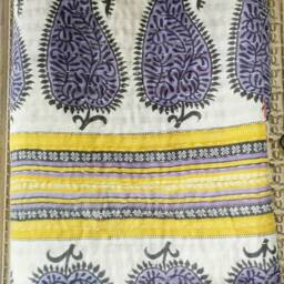 Vintage Handmade Kantha Stitch Sofa Throw - Beach Camper Van Quirky Colours Purple Statement Paisley Mustard Red Floral - thumbnail 4