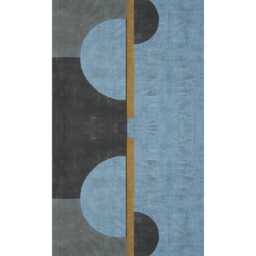 Hand Block Print Cotton Kilim Runner Rug - Sky Blue & Grey - thumbnail 3