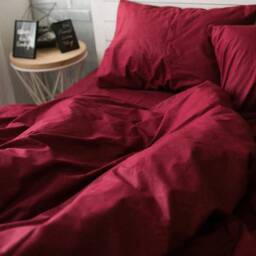 Natural Cotton Duvet Cover in Wine Red. Twin, Full, Queen, King, Single, Kingsingle, Double, Custom Size - thumbnail 4