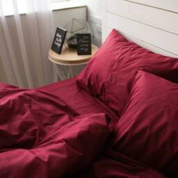 Natural Cotton Duvet Cover in Wine Red. Twin, Full, Queen, King, Single, Kingsingle, Double, Custom Size - thumbnail 3