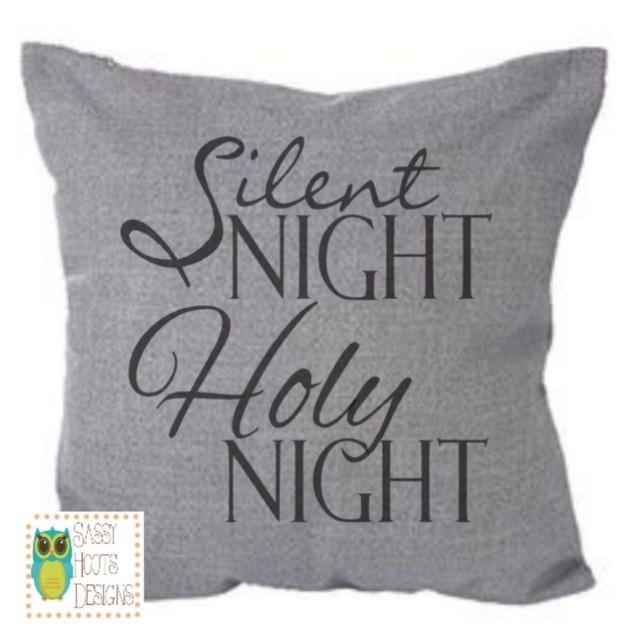 Silent Night Throw Pillow, Accent Christmas Pillows, Home Decor, Decorations, Rustic Pillow Decor