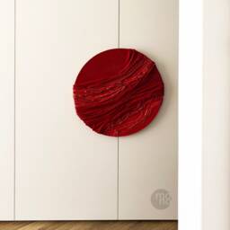 Textured Red Mars Canvas, Monochromatic Mixed Media Wall Art - thumbnail 4