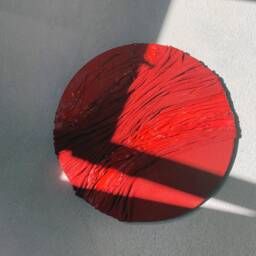Textured Red Mars Canvas, Monochromatic Mixed Media Wall Art - thumbnail 1