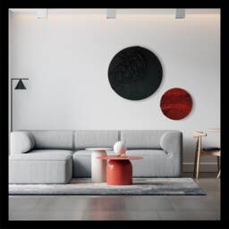Textured Red Mars Canvas, Monochromatic Mixed Media Wall Art - thumbnail 3