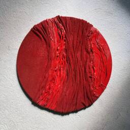 Textured Red Mars Canvas, Monochromatic Mixed Media Wall Art - thumbnail 2