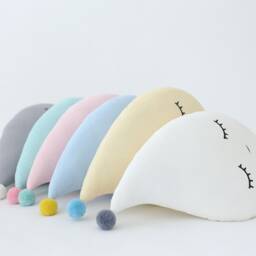 Light Blue Raindrop Cushion With Pom For Nursery Decor, Baby Shower Gift Idea Dreamy Pillow Newborn Infant Kids Bed Children Teepee - thumbnail 4