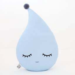 Light Blue Raindrop Cushion With Pom For Nursery Decor, Baby Shower Gift Idea Dreamy Pillow Newborn Infant Kids Bed Children Teepee - thumbnail 3