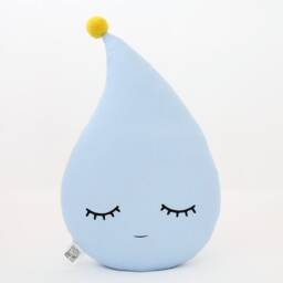 Light Blue Raindrop Cushion With Pom For Nursery Decor, Baby Shower Gift Idea Dreamy Pillow Newborn Infant Kids Bed Children Teepee - thumbnail 2
