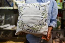 Embroidered Linen Pillowcase Floral Home Decor, Organic Fabric - 40x40 cm - thumbnail 1