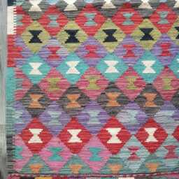 Multicolour Kilim Rug, Handmade Artisan Afghan Turkish Persian Navajo Scandinavian Bohemian Flatweave Natural Wool Rug 149x95 cm - thumbnail 2