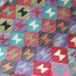 Multicolour Kilim Rug, Handmade Artisan Afghan Turkish Persian Navajo Scandinavian Bohemian Flatweave Natural Wool Rug 149x95 cm - thumbnail 4