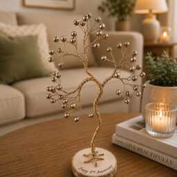 Personalised Bronze Anniversary Keepsake, 8Th Wedding Gift For Couples, Handmade Wire Tree Sculpture - thumbnail 3