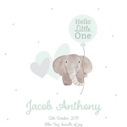 Watercolour Elephant Print - New Baby, New Baby Boy, Boy Print, Just Arrived, Welcome To The World, Personalised Print - thumbnail 3