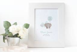 Watercolour Elephant Print - New Baby, New Baby Boy, Boy Print, Just Arrived, Welcome To The World, Personalised Print - thumbnail 1