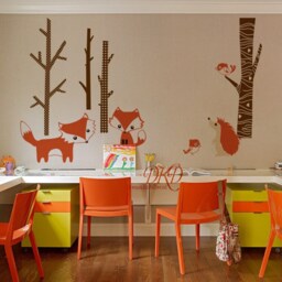 Woodland Wall Decal, Fox Birds, Hedgehog, Personalized Name Forest Birch Tree Decal For Baby Nursery -Dk354 - thumbnail 3