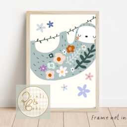 Teen & Tween Sloth Print. Pastel Flowers - Print Only - thumbnail 3