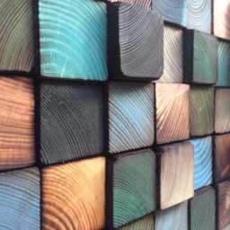 Reclaimed Wood Wall Art - Colorful Geometric Mosaic, Handmade - thumbnail 4