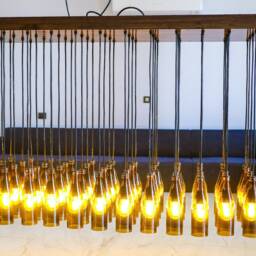 Custom Bottle Chandelier/Industrial Light Fixture Made From 72 Beer Wine Bottles For Hotels, Bars Restaurant Lighting - thumbnail 3
