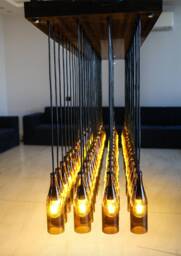 Custom Bottle Chandelier/Industrial Light Fixture Made From 72 Beer Wine Bottles For Hotels, Bars Restaurant Lighting - thumbnail 1