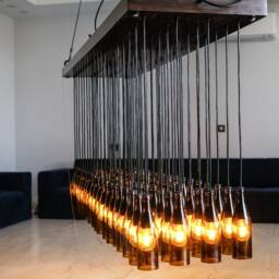 Custom Bottle Chandelier/Industrial Light Fixture Made From 72 Beer Wine Bottles For Hotels, Bars Restaurant Lighting - thumbnail 2