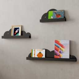 Nursery Bookshelf From Metal, Stainless Steel Kids Book Shelves, Colorful Wall Mounted Shelf Ledge, Floating Cloud Form, Decor