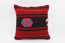 Handwoven Kilim Pillow Cover Bohemian Tribal Throw Pillow, 20x20 - thumbnail 1