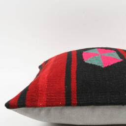 Handwoven Kilim Pillow Cover Bohemian Tribal Throw Pillow, 20x20 - thumbnail 4