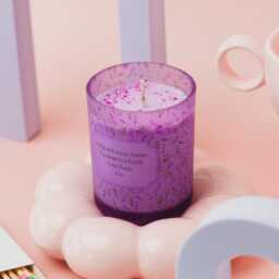 Serenity Personalised Sage & Lavender Candle - Juniper Water Scent - Purple Frosted Jar Handmade Relaxing Gift For Her, Mum, Or Friend - thumbnail 3