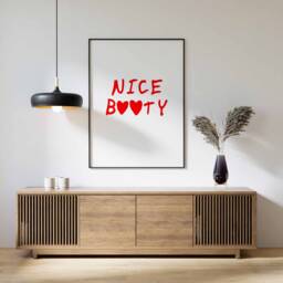 Trendy Bathroom Print, Nice Booty Minimalist Heart Poster, Art, Cute Quote Decor, Funny Wall Art Print - thumbnail 1