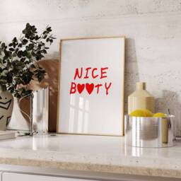 Trendy Bathroom Print, Nice Booty Minimalist Heart Poster, Art, Cute Quote Decor, Funny Wall Art Print - thumbnail 2