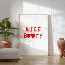 Trendy Bathroom Print, Nice Booty Minimalist Heart Poster, Art, Cute Quote Decor, Funny Wall Art Print - thumbnail 3