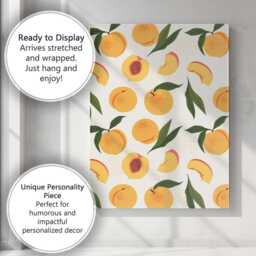 Watercolour Peach Fruit Repeat Pattern Botanical Canvas Wall Art Print Decor Picture Ready To Hang - thumbnail 3