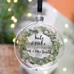First Married Christmas Personalised Bauble - Mr & Mrs Decoration Newly Wed And - thumbnail 1