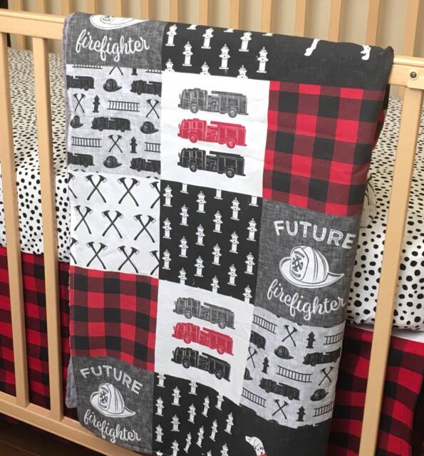 Future Firefighter Baby Boy Bedding - 30x36 - image 1