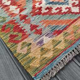 Kilim Rug Tribal, Handmade Artisan Afghan Turkish Persian Qashqai Navajo Bohemian Natural Wool Flatweave Multicolour 127x87 cm - thumbnail 2