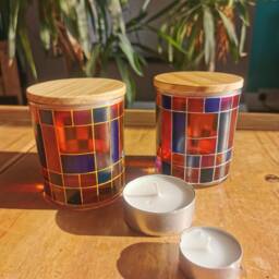 Larger Stained Glass Style Lidded Jar Or Maxi Tealight Holder - thumbnail 2