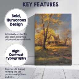 Golden Autumn Tree Farmhouse Landscape Canvas Wall Art Print Decor Picture Ready To Hang - thumbnail 2
