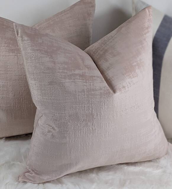 Blush Pink Cushion Cover Distressed Look Velvet Textured Velvet Pillow Cover - image 1