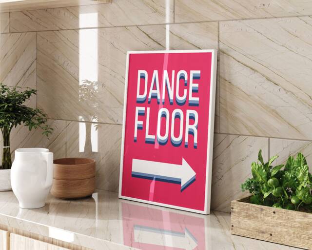 Dance Floor Sign Wall Art Print Party Room Decor Modern Wedding Reception Decoration Black & White Quote Poster Entertainment - image 1