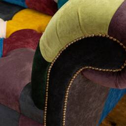 Unique British Handmade 3 Seater Patchwork Chesterfield Sofa - Multicolour Textured Velvet - thumbnail 4