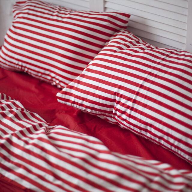 100% Cotton Pillowcase in White & Red. Handmade Pillow Case Organic Slip Cover Natural Custom Sham European Us Sizes - image 1