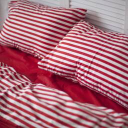 100% Cotton Pillowcase in White & Red. Handmade Pillow Case Organic Slip Cover Natural Custom Sham European Us Sizes