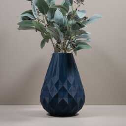 Navy Diamond Vase Decorative Ornament Blue Home Decor Living Room Ornament - thumbnail 2