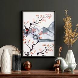 Japanese Zen Home Office Decor For Men Set Of 3 Framed Wall Art Prints, Trendy Japandi Gallery Hanging Office Desk Decor - thumbnail 2