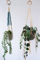 Woven Macrame Plant Hanger - Pattern 1 Home Decor Bohemian Boho Wall Art Minimal Style