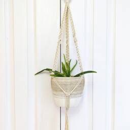 Woven Macrame Plant Hanger - Pattern 1 Home Decor Bohemian Boho Wall Art Minimal Style - thumbnail 2