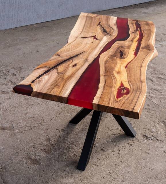 Red Resin Coffee Table With X Spider Style Legs - image 1