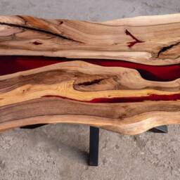 Red Resin Coffee Table With X Spider Style Legs - thumbnail 2