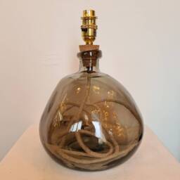 Handmade Recycled Glass Table Lamp With Linen Flex - thumbnail 3