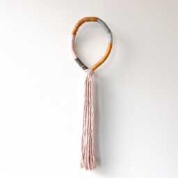 Modern Fringed Macrame Knot For Wall Decor, Wrapped Rope Hanging Gallery Wall, Neutral Knotted Art in A Loop Shape - thumbnail 4